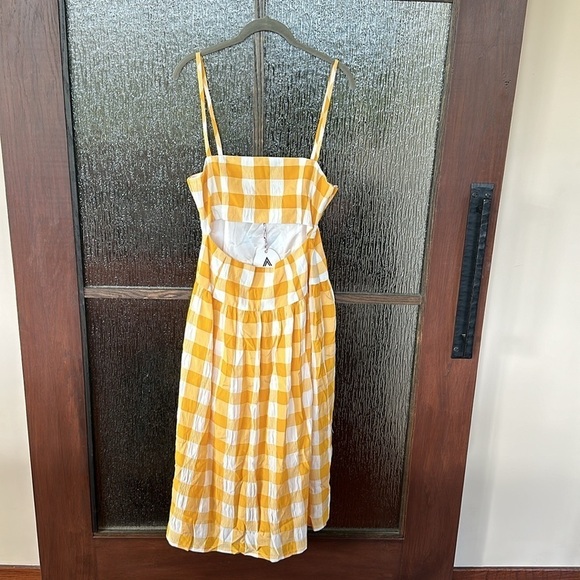 Autumn Adeigbo Lillian Gingham Cutout Midi Sundress in Yellow Gingham size 6 - Picture 2 of 13
